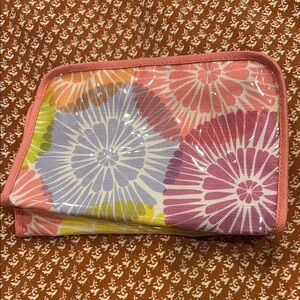 Floral Patterned Clinique cosmetic bag